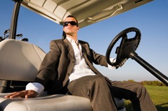 Business Man in Golf Cart